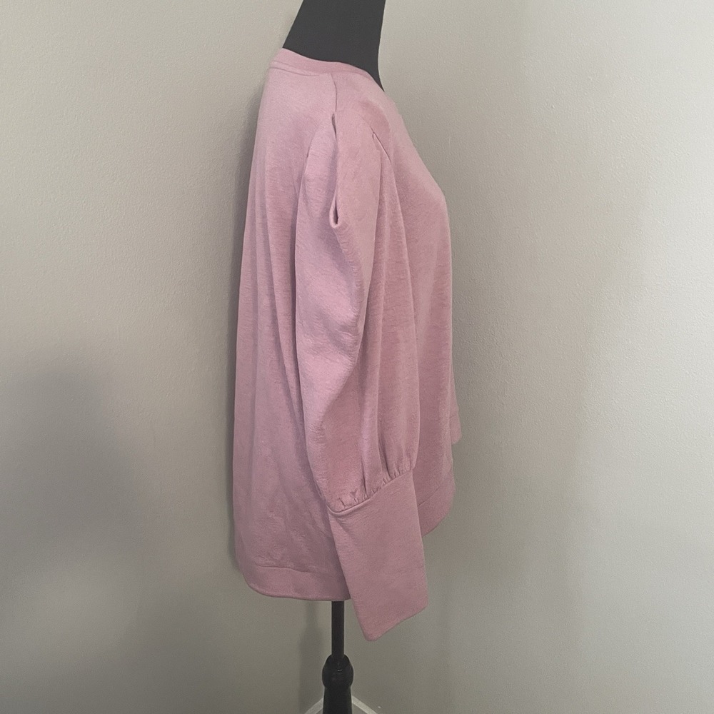 TED BAKER LONDON Womens Sz 5 (US 12) Puff Sleeve Sweatshirt Pink Heathered - Picture 10 of 14